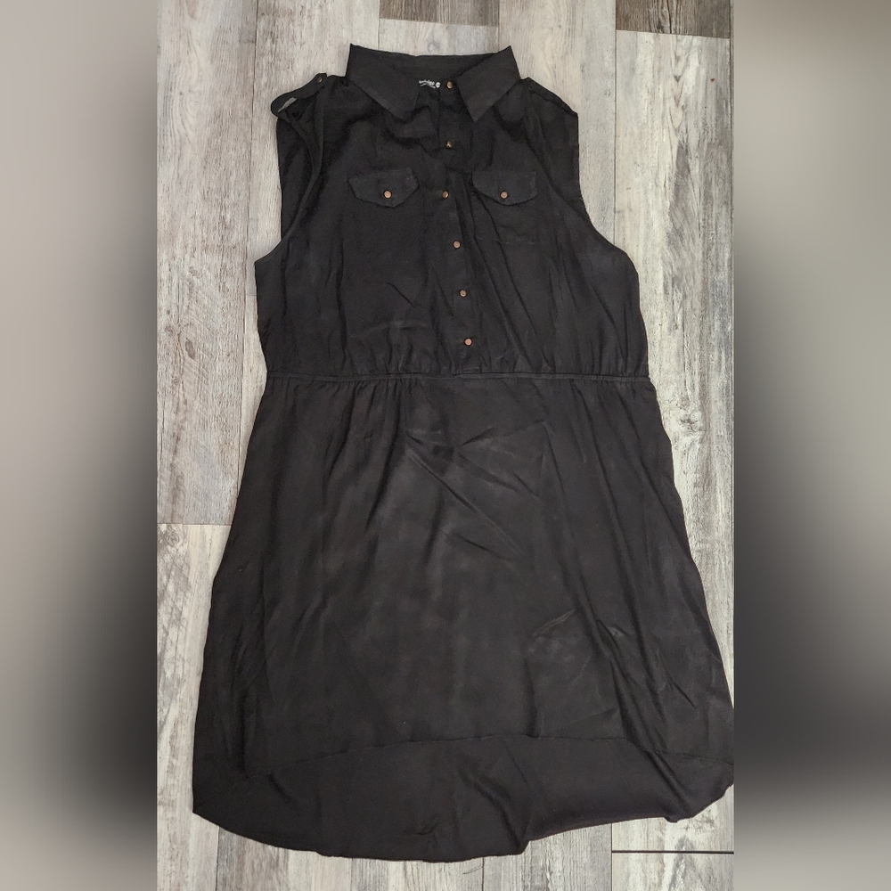 Indulge Black Button-Front Midi Dress